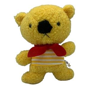 Pomely Naito Design Teddy Bear 7" Orange with Tags Yellow Stripe Shirt